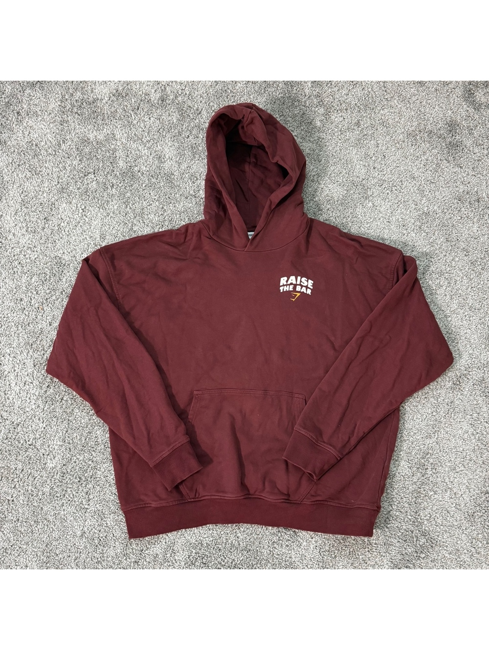 Gymshark Raise “The Bar” Gymshark Maroon Sweatshirt Hoodie Men’s XL